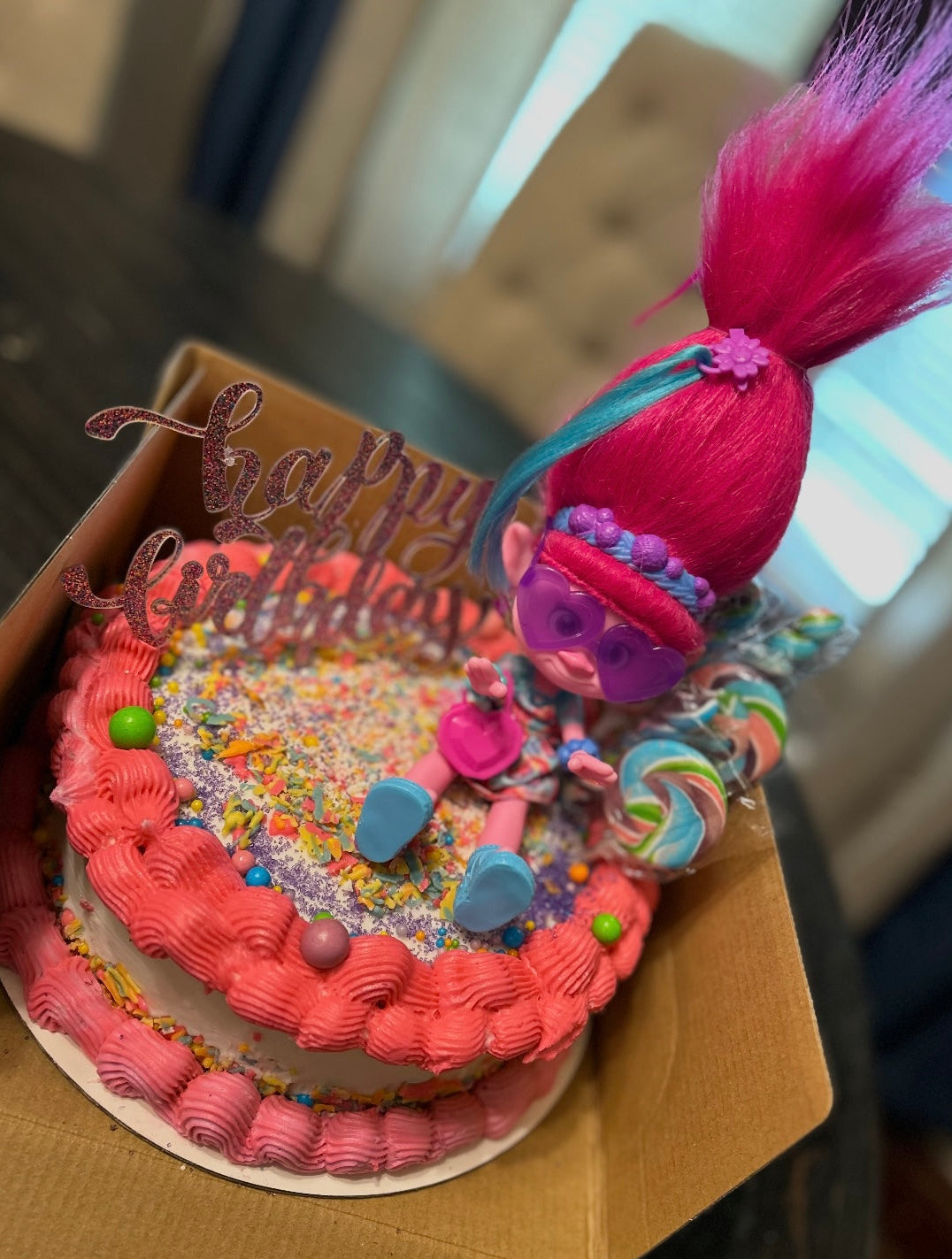 Trolls-Inspired Marble Celebration Cake