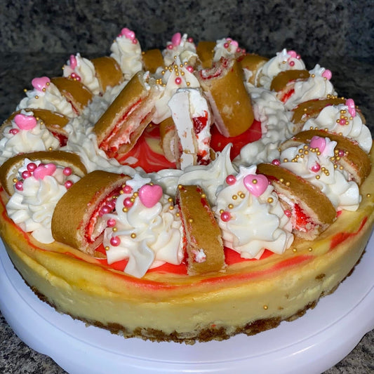 Strawberry Swiss Roll Cheesecake